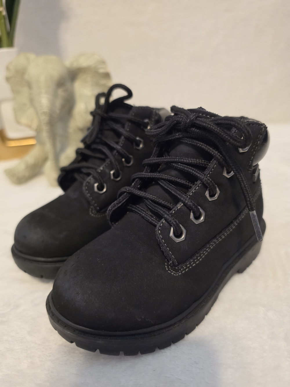 Kids Black Lace-Up Ankle Boots